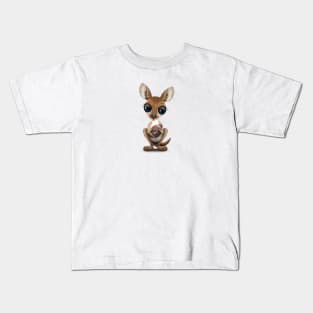 Baby Kangaroo Playing With Football Kids T-Shirt